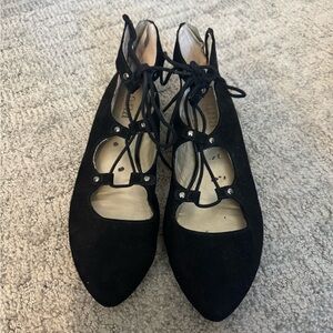 Elegant Black Lace-Up Women's Flats